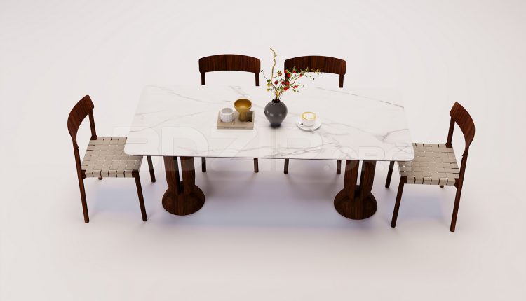 18393. Free 3Ds Max Dining Table and Chair Model (1)