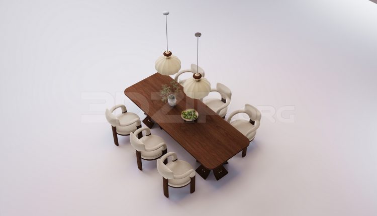 18406. Dining Table and Chair 3Ds Max Model Free Download (1)