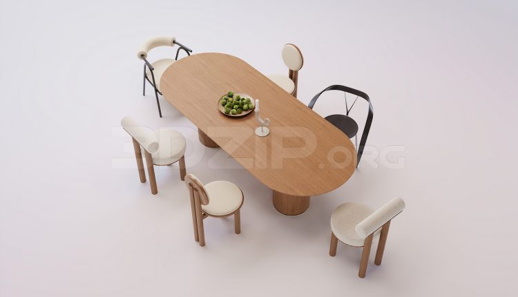 18414. Dining Table and Chair 3Ds Max Model Free Download (2)