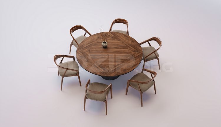 18415. Dining Table and Chair 3Ds Max Model Free Download (1)