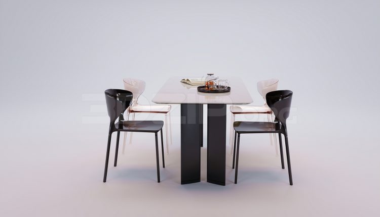 18435. Free 3Ds Max Dining Table And Chair Model Download (1)