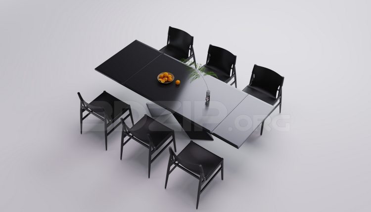 18448. Free 3Ds Max Dining Table And Chair Model Download (2)