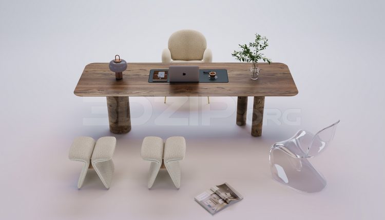 18452. 3Ds Max Work Desk Free 3D Model Download (1)