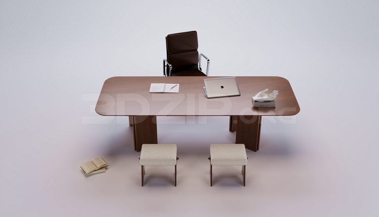 18459. 3Ds Max Work Desk Free 3D Model Download (1)