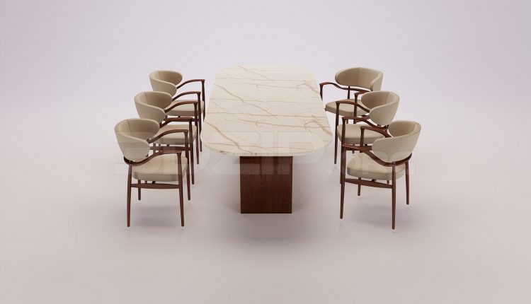 18487. Free 3Ds Max Dining Table And Chair Model Download (2)