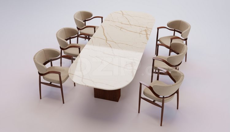 18487. Free 3Ds Max Dining Table And Chair Model Download (1)