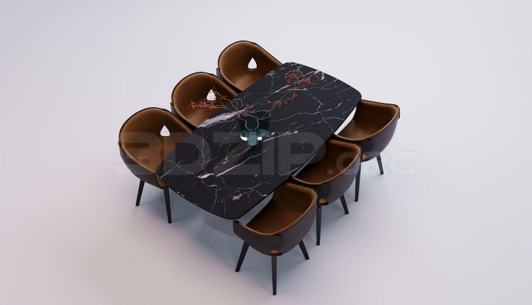 18512. Free 3Ds Max Dining Table And Chair Model Download (1)
