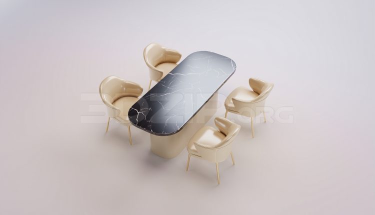 18515. Free 3Ds Max Dining Table And Chair Model Download (2)