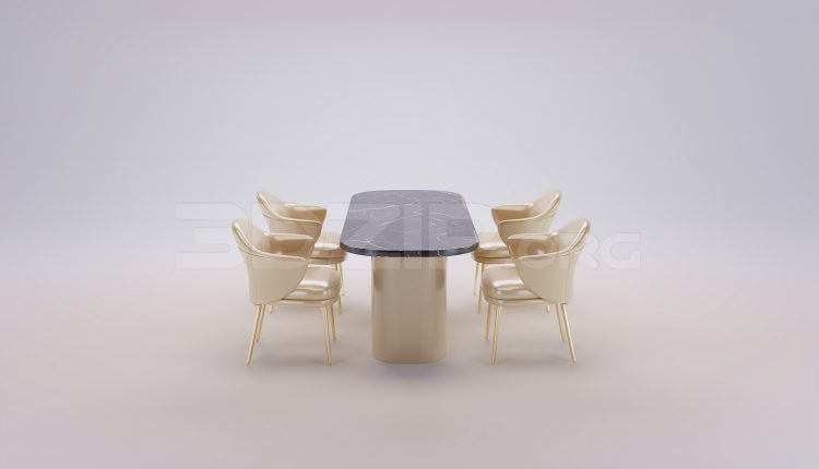 18515. Free 3Ds Max Dining Table And Chair Model Download (1)