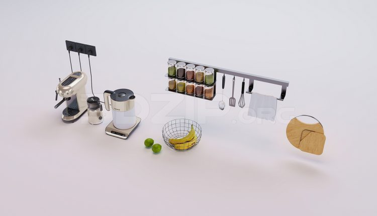 18522. Free 3Ds Max Tableware Kitchen Model Download (1)