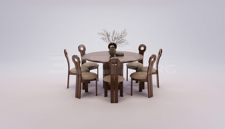 18523. Free 3Ds Max Dining Table And Chair Model Download (2)