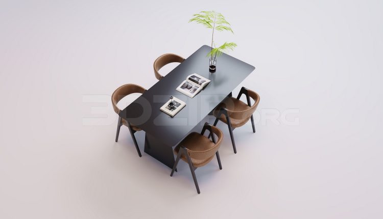 18533. Free 3Ds Max Dining Table And Chair Model Download (1)