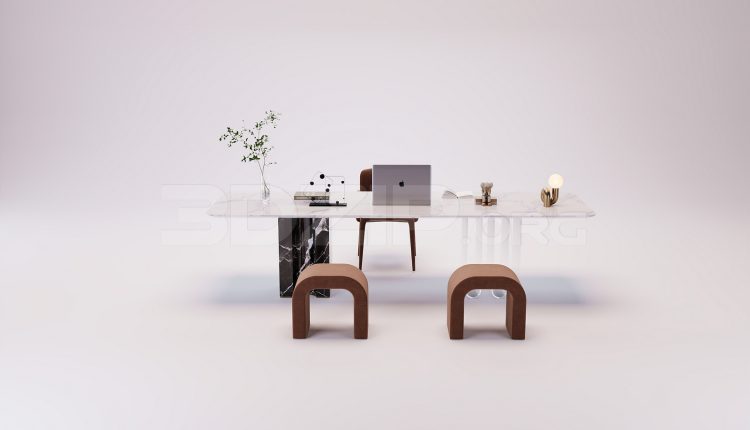 18556. 3Ds Max Work Desk Free 3D Model Download (1)