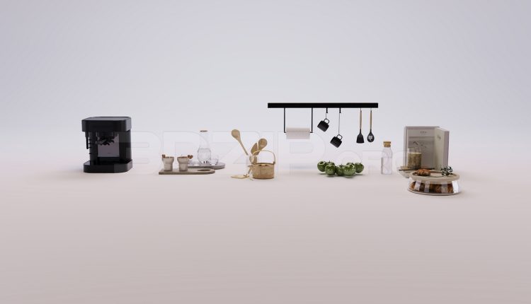 18569. Free 3Ds Max Tableware Kitchen Model Download (1)