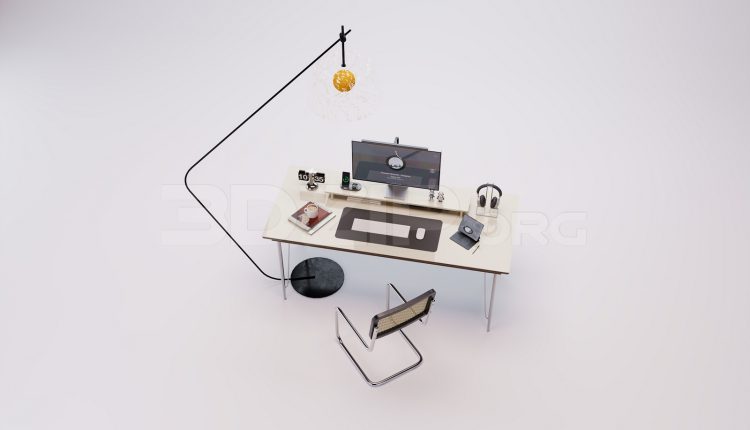 18600. 3Ds Max Work Desk Free 3D Model Download (2)