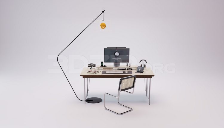 18600. 3Ds Max Work Desk Free 3D Model Download (1)