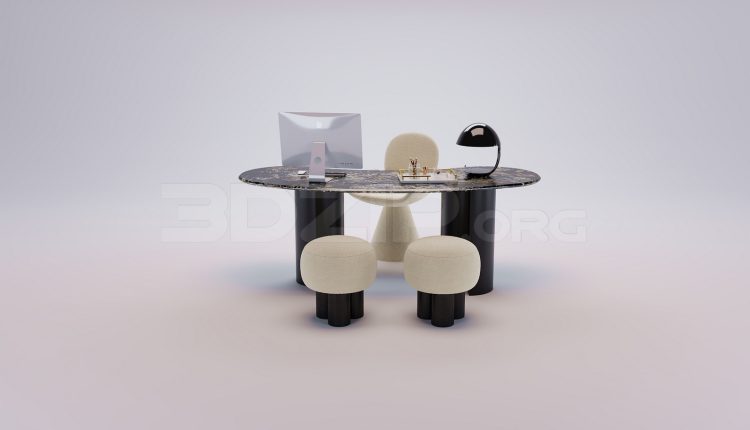 18651. 3Ds Max Work Desk Free 3D Model Download (1)
