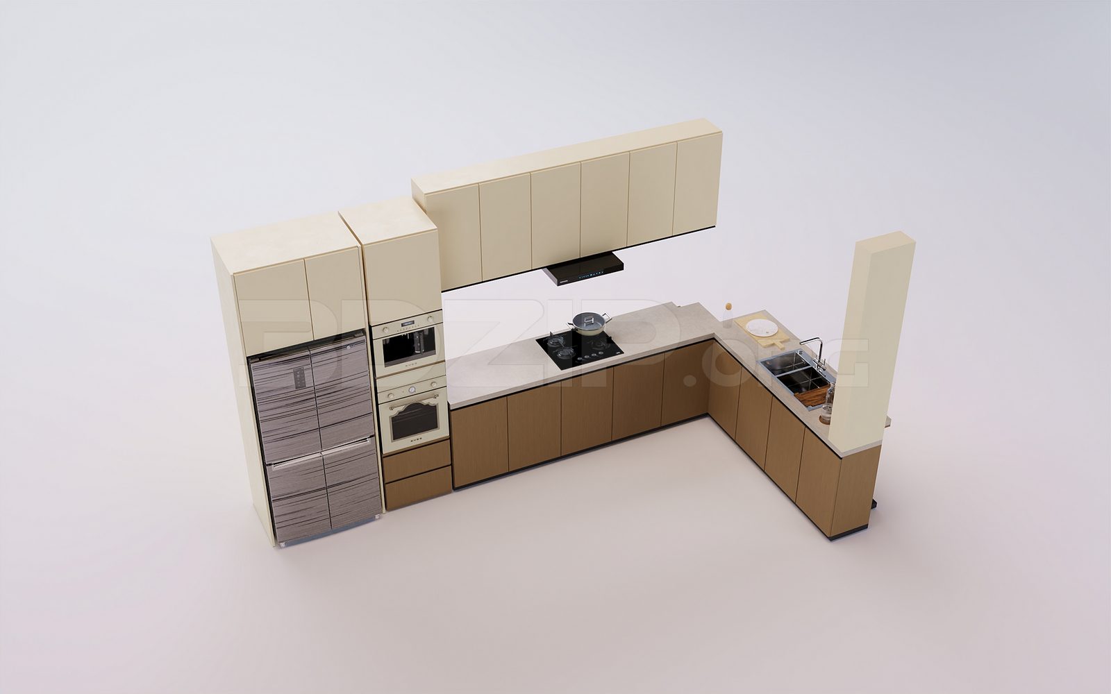 18668. Free 3Ds Max Kitchen Model Download (1)