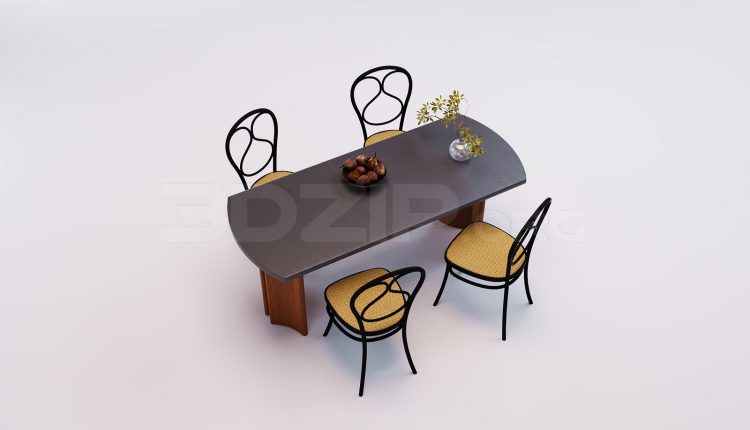 18687. Free 3Ds Max Dining Table And Chair Model Download (2)