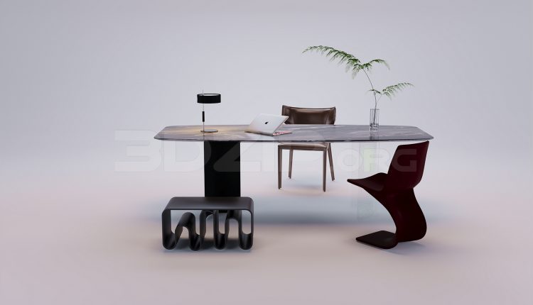 18692. 3Ds Max Work Desk Free 3D Model Download (2)