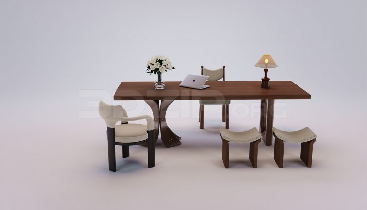 18711. 3Ds Max Work Desk Free 3D Model Download (1)