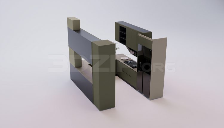 18714. Free 3Ds Max Kitchen Model Download (1)