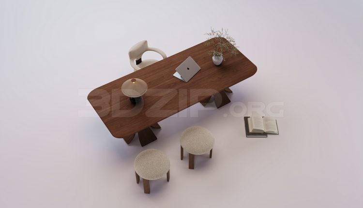 18718. 3Ds Max Work Desk Free 3D Model Download (1)