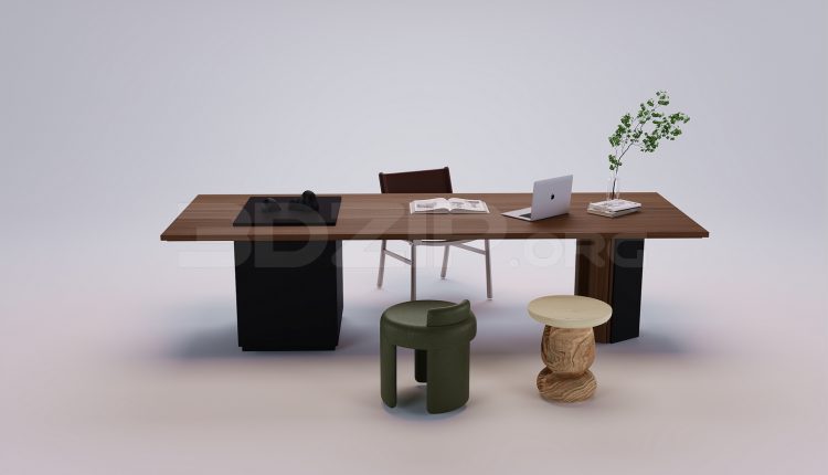 18722. 3Ds Max Work Desk Free 3D Model Download (2)