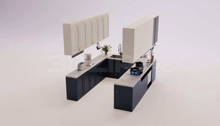 18838. 3Ds Max Kitchen Free 3D Model Download (1)