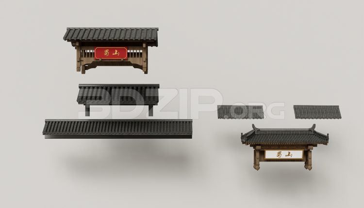 19005. Traditional Asian Roof Collection – 3ds Max Model Free Download (2)
