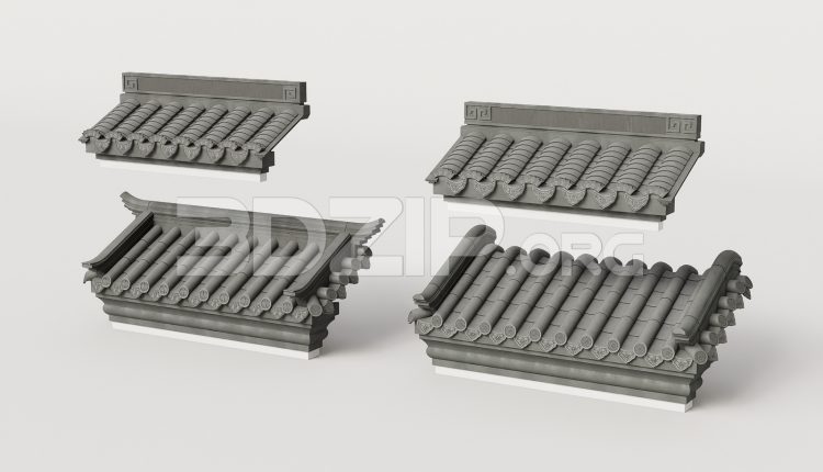19037. Traditional Asian Roof Collection – 3ds Max Model Free Download (1)