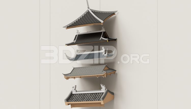 19040. Traditional Asian Roof Collection – 3ds Max Model Free Download (1)