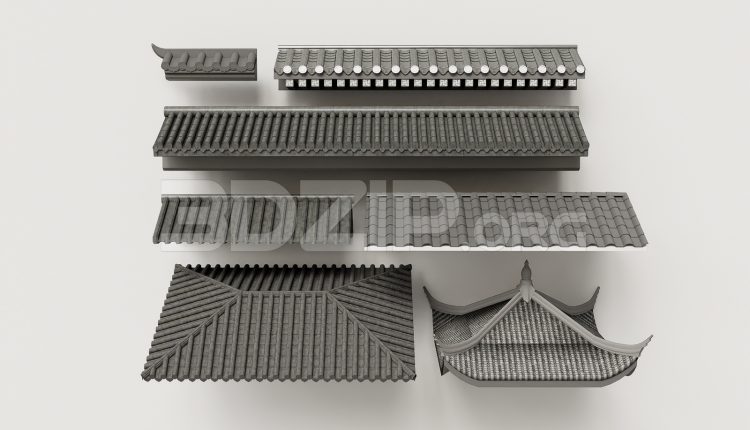 19041. Traditional Asian Roof Collection – 3ds Max Model Free Download (2)