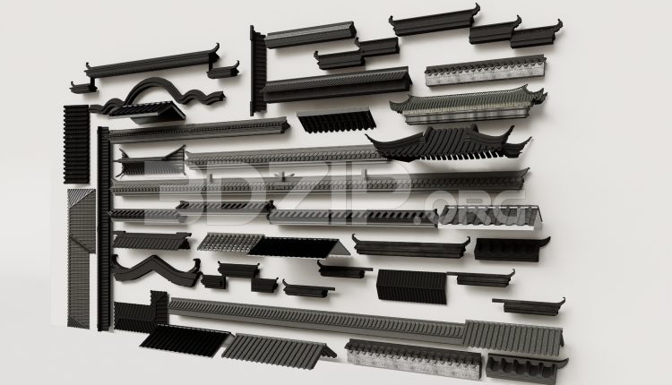 19044. Traditional Asian Roof Collection – 3ds Max Model Free Download (1)