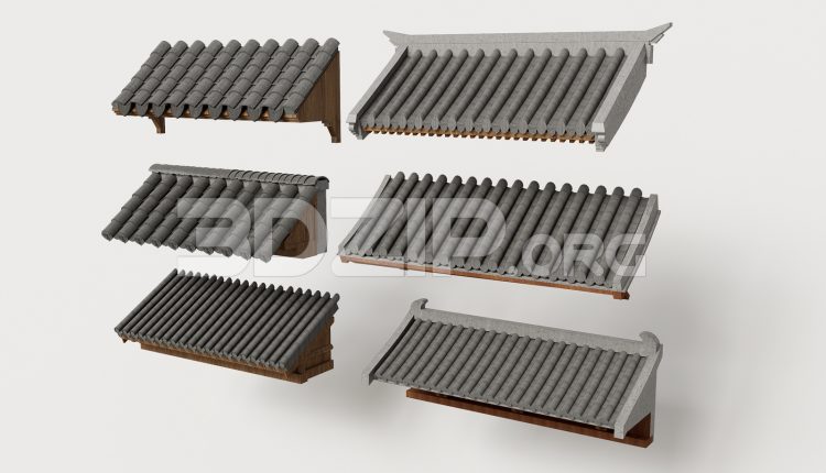 19062. Traditional Asian Roof Collection – 3ds Max Model Free Download (1)