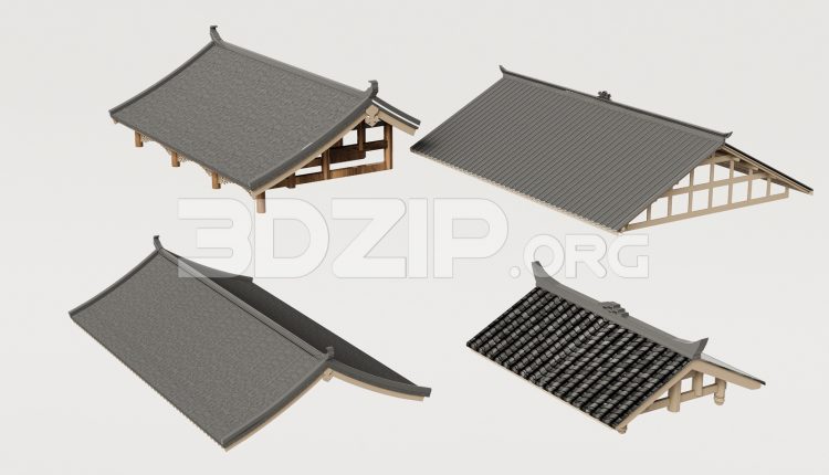 19065. Traditional Asian Roof Collection – 3ds Max Model Free Download (2)