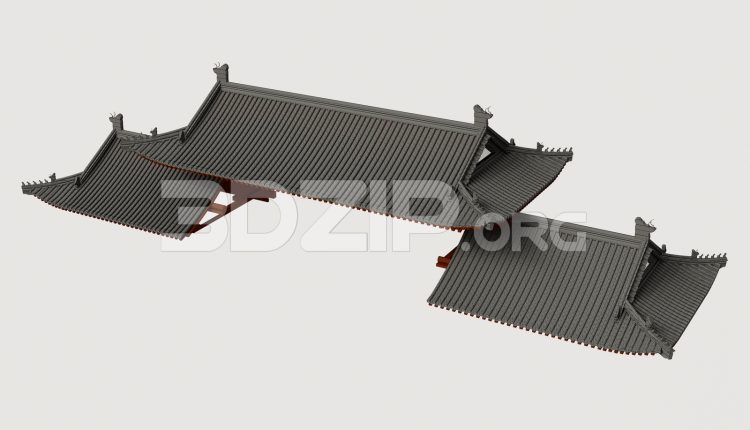 19069. Free Download Traditional Asian Roof Collection 3ds Max Model (2)
