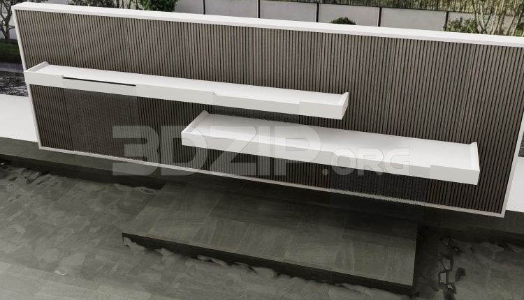 19078. Modern Water Wall Design – 3ds Max Exterior Architectural Render (1)