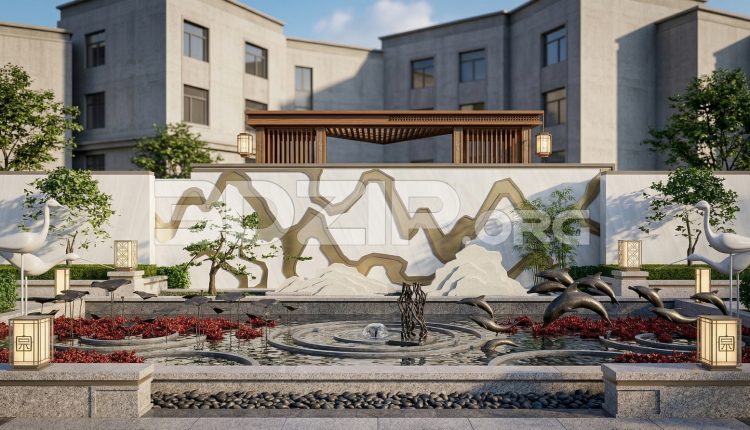 19096. Luxury Landscape Design Modern Zen Garden 3D Visualization 3ds Max (1)