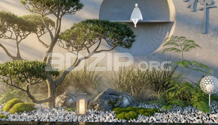 19107. Modern Zen Japanese Garden Exterior – 3Ds Max Corona Renderer Scene (1)