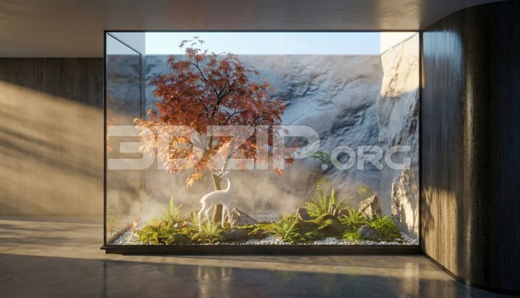 19117. Japanese Zen Indoor Courtyard 3Ds Max Model Download (1)